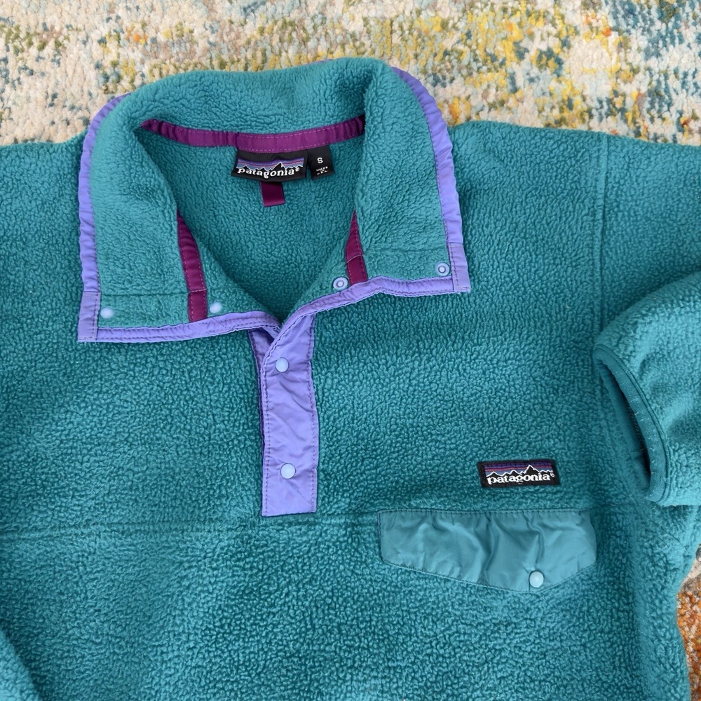Vintage Patagonia Synchilla Snap-T Fleece Pullover Small Green Teal USA